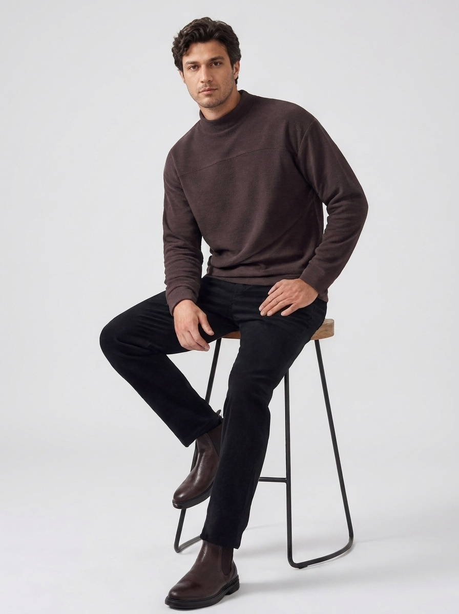Men's Fleece Half-Turtleneck Sweater