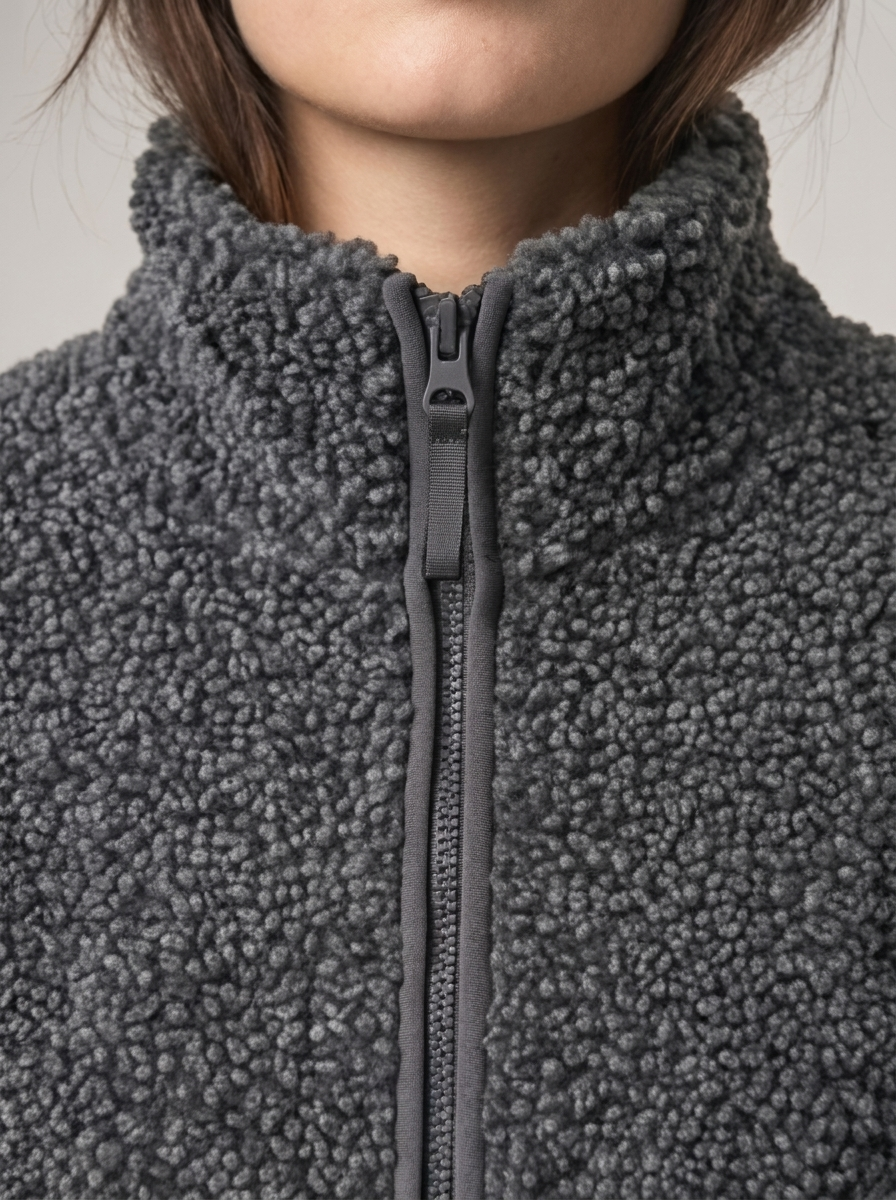 Women's Loose Fit Fleece Jacket with Turtleneck Zip-Up