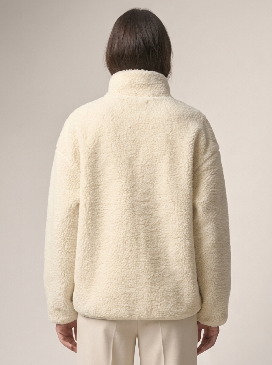Women's Loose Fit Fleece Jacket with Turtleneck Zip-Up
