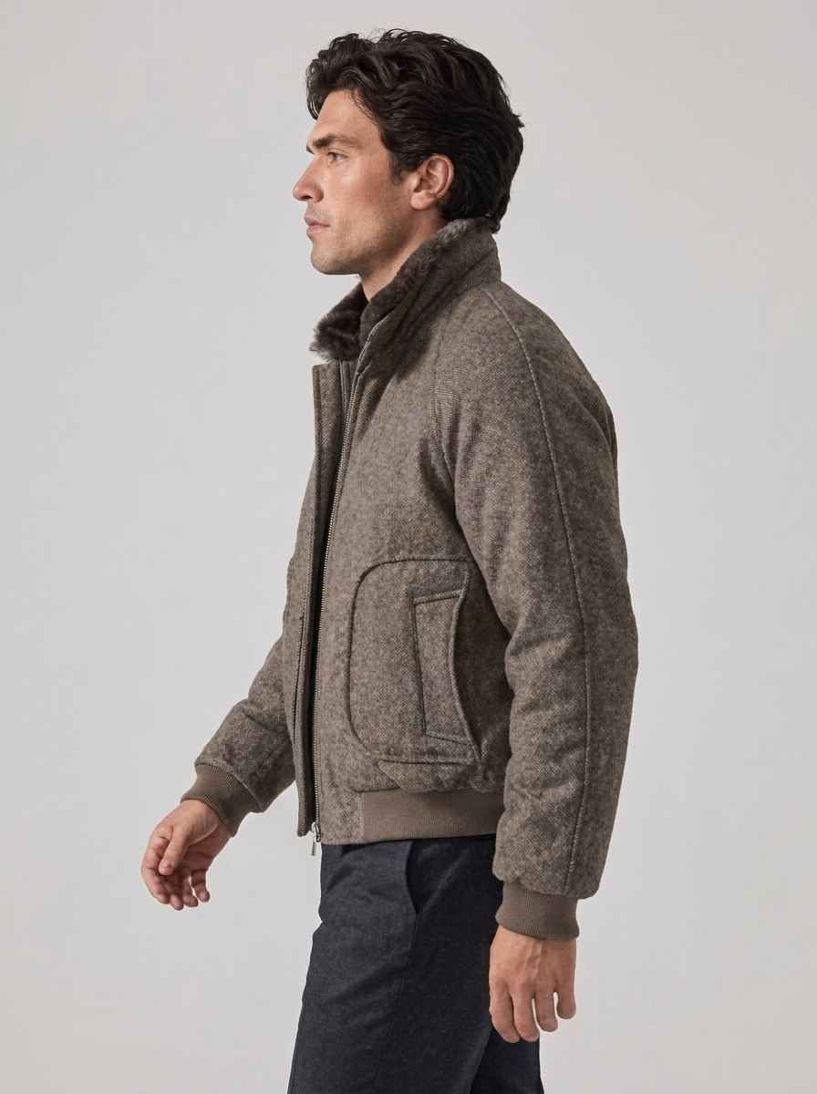 Men's Winter Coat with Multi-Pocket Fleece Padding