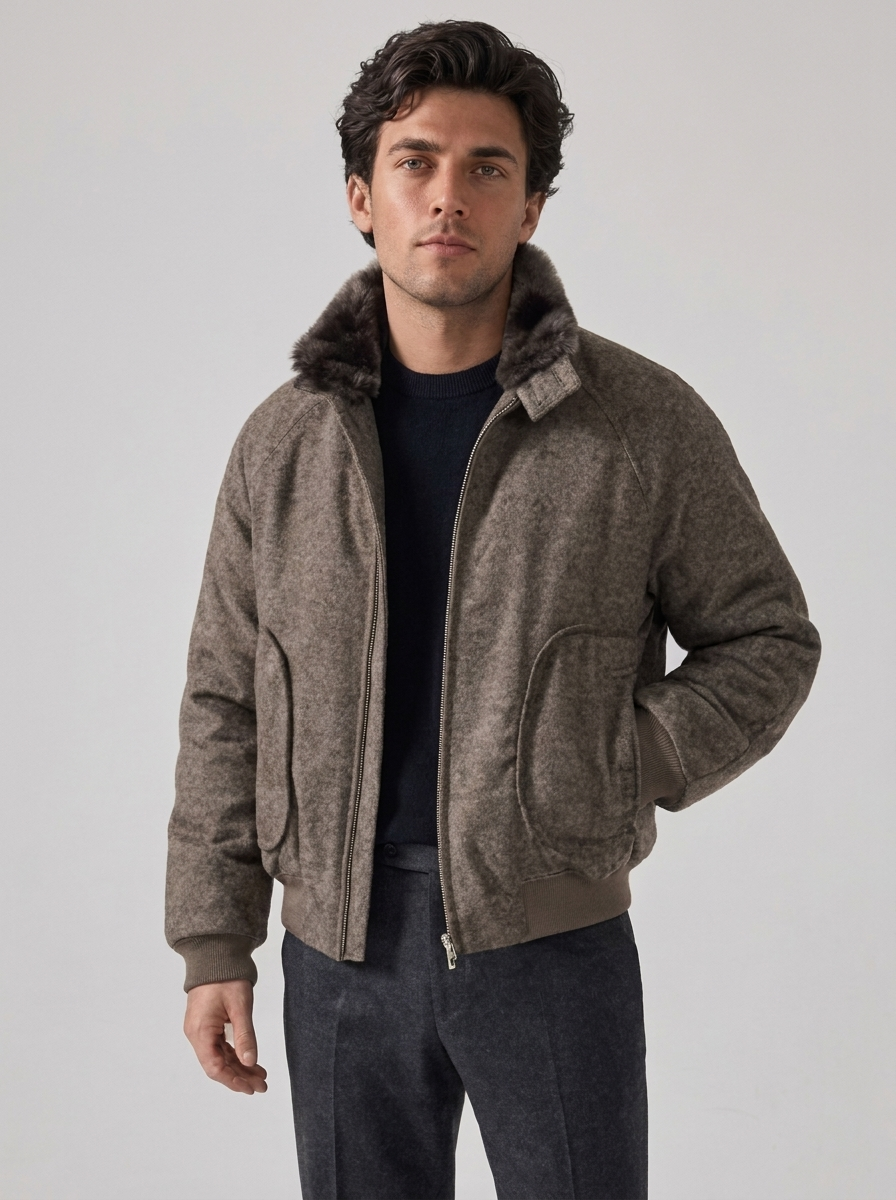 Men's Winter Coat with Multi-Pocket Fleece Padding