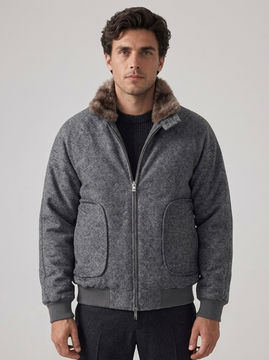 Men's Winter Coat with Multi-Pocket Fleece Padding