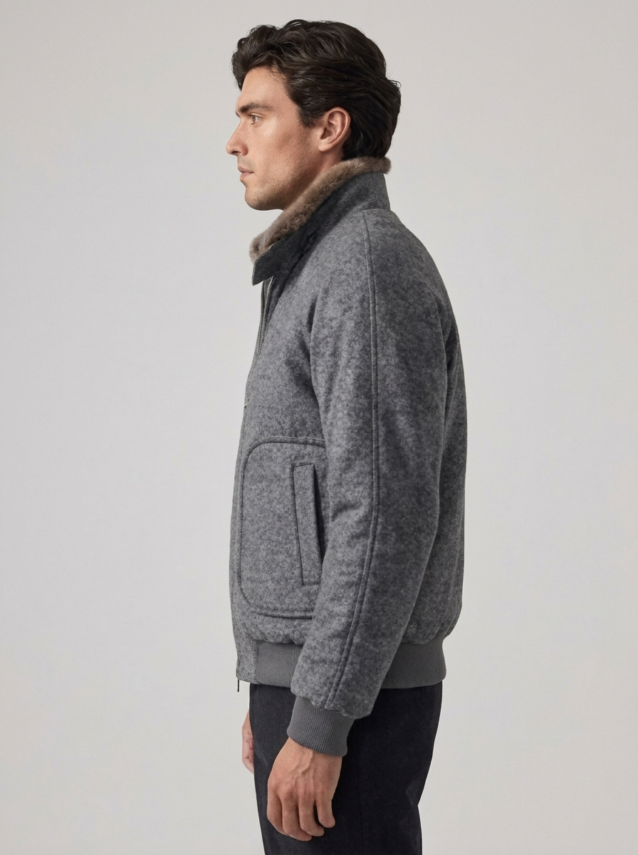 Men's Winter Coat with Multi-Pocket Fleece Padding
